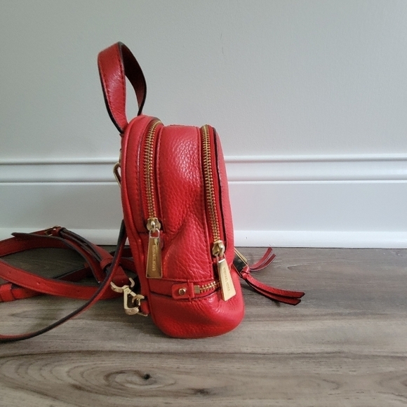 Michael Kors Red Grained Leather Mini Rhea Backpack main image 6